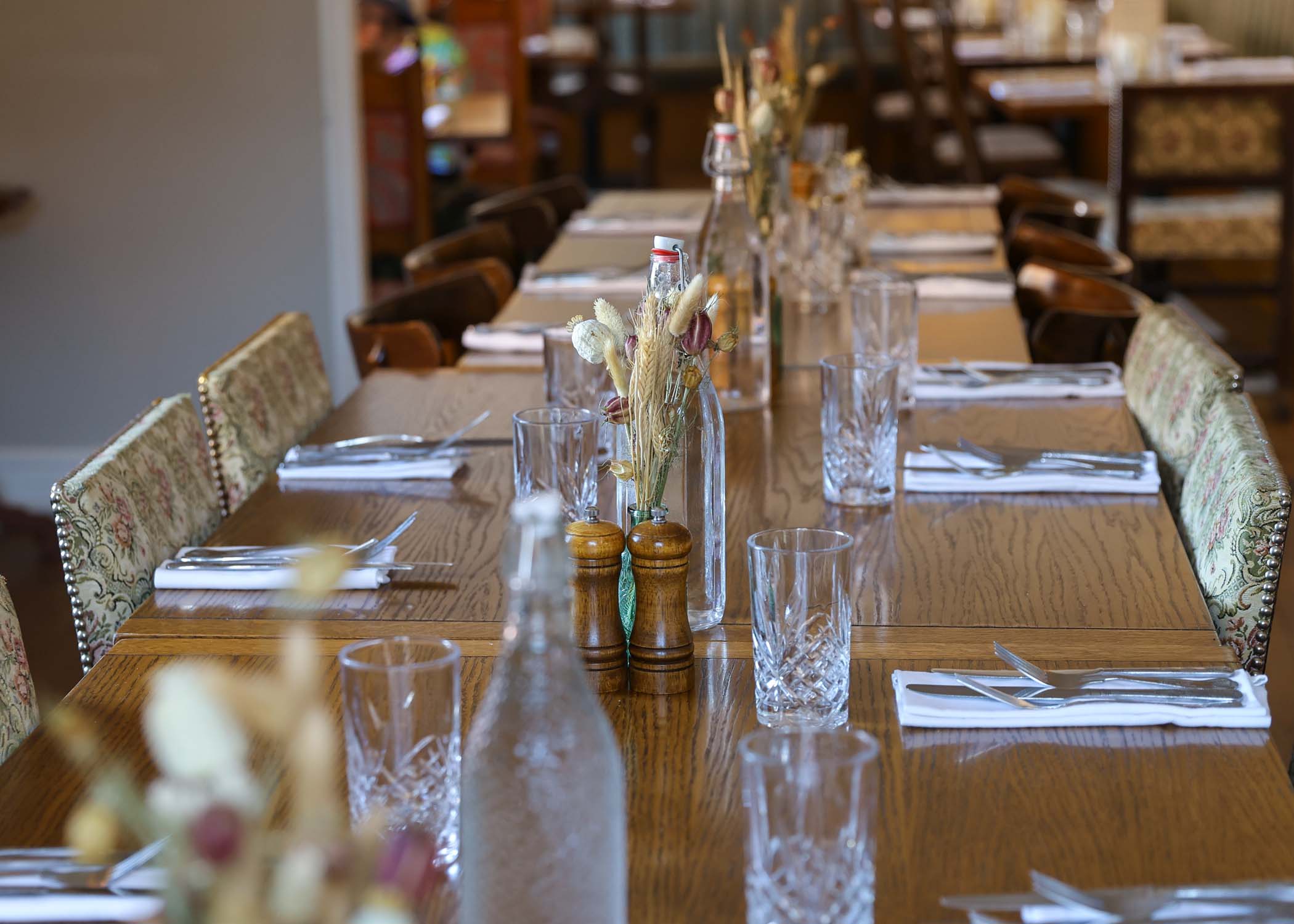 A table set up at The bull inn in woodbridge on a wedding day captured by Suffolk Wedding Photographer Hayley Denston Photography